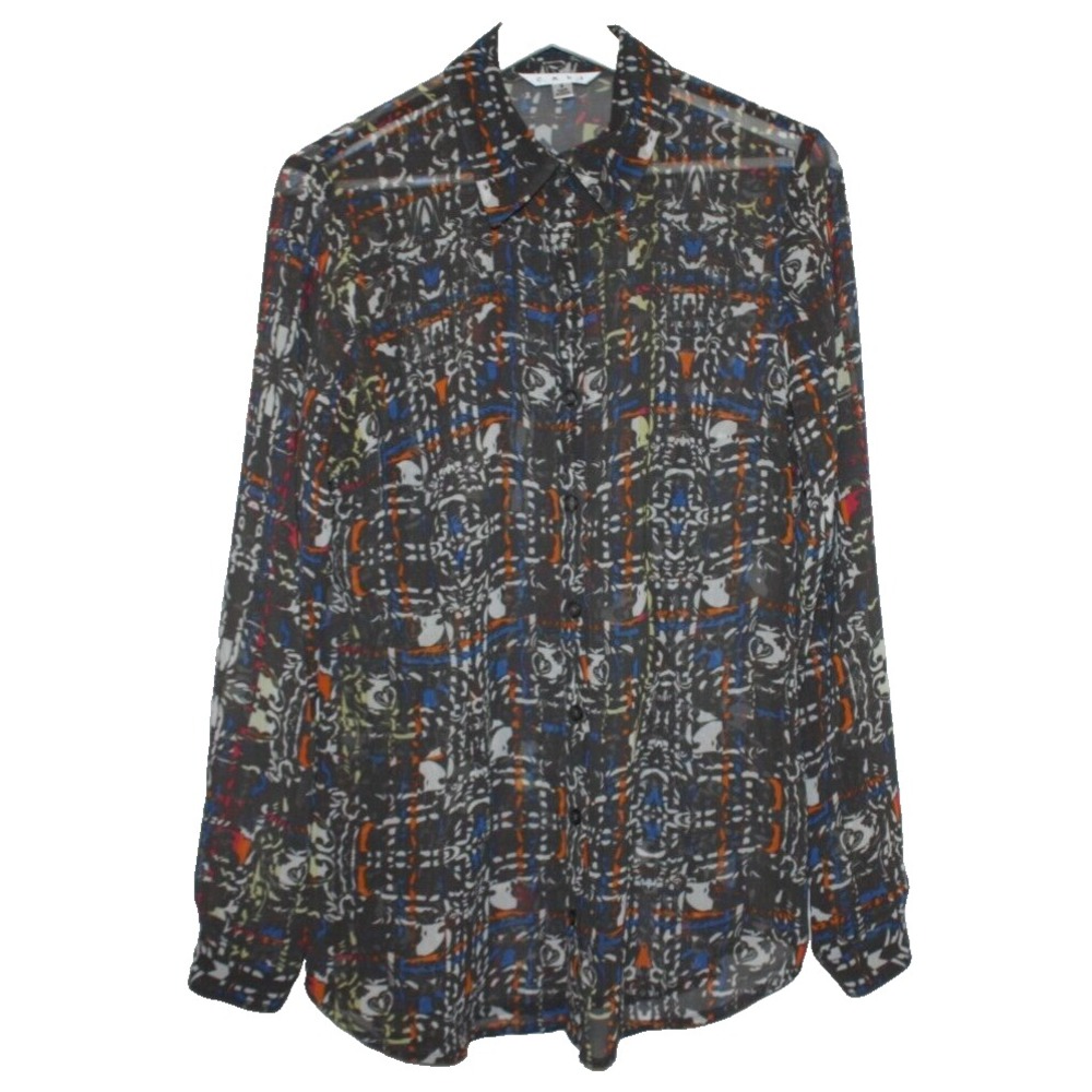 CAbi Blouse Womens Small Multicolor Longsleeve Semisheer Career Lightweight Top - Picture 1 of 10